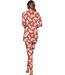 Bruine dames pyjama van katoen-elastan-mix ‘lovely leafs’