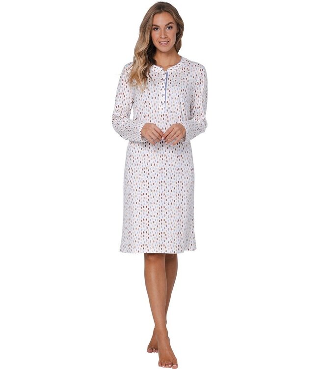 ladies cotton nightdress with buttons 'pastel dashes'