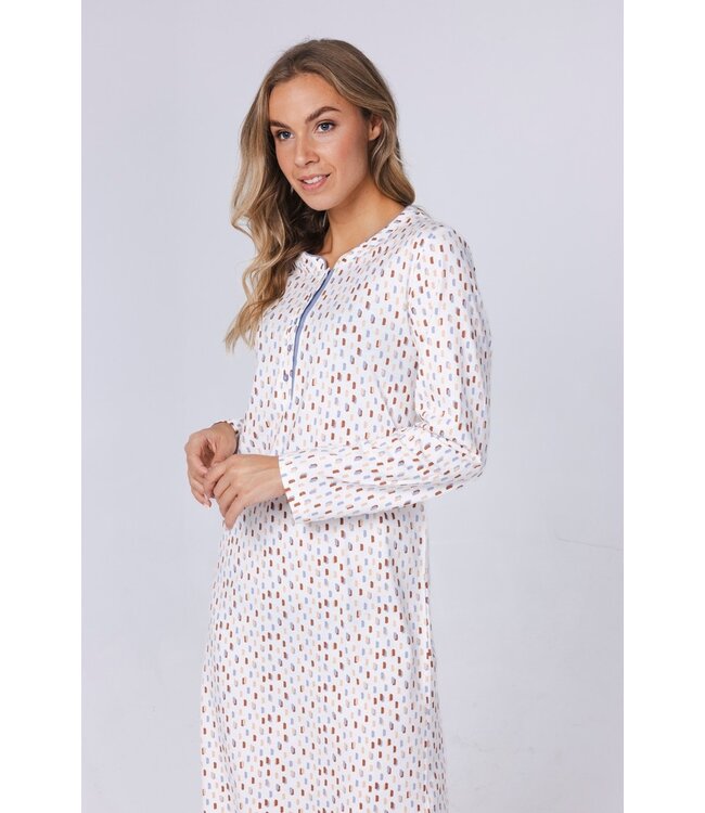 ladies cotton nightdress with buttons 'pastel dashes'