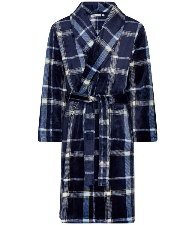 trendy warm flannel fleece wrap-over morninggown 'cool checks'