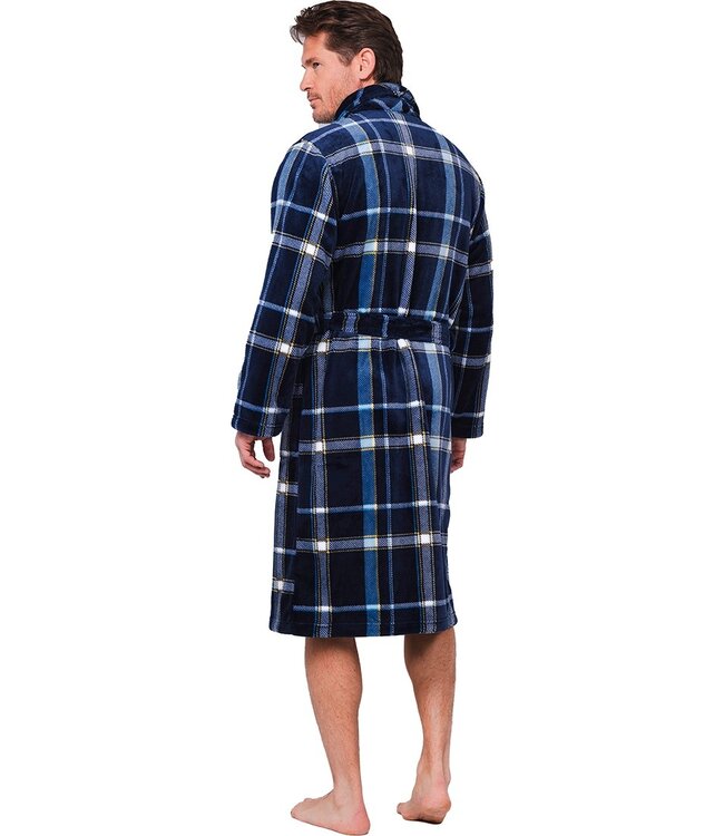 trendy warm flannel fleece wrap-over morninggown 'cool checks'