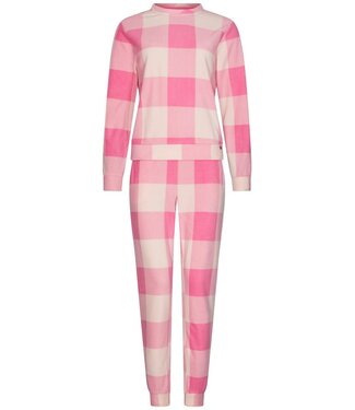 Rebelle Roze polar-fleece lounge-pyjamaset 'chunky checks'