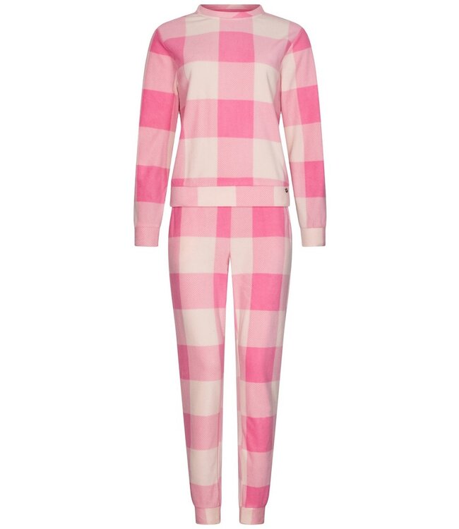 pink polar fleece lounge pyjama set 'chunky checks'
