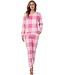 pink polar fleece lounge pyjama set 'chunky checks'