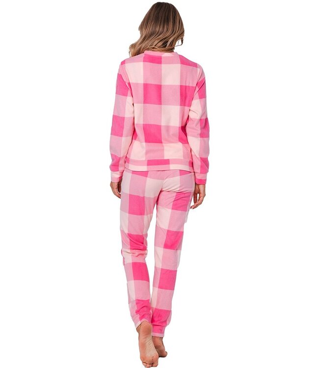 pink polar fleece lounge pyjama set 'chunky checks'