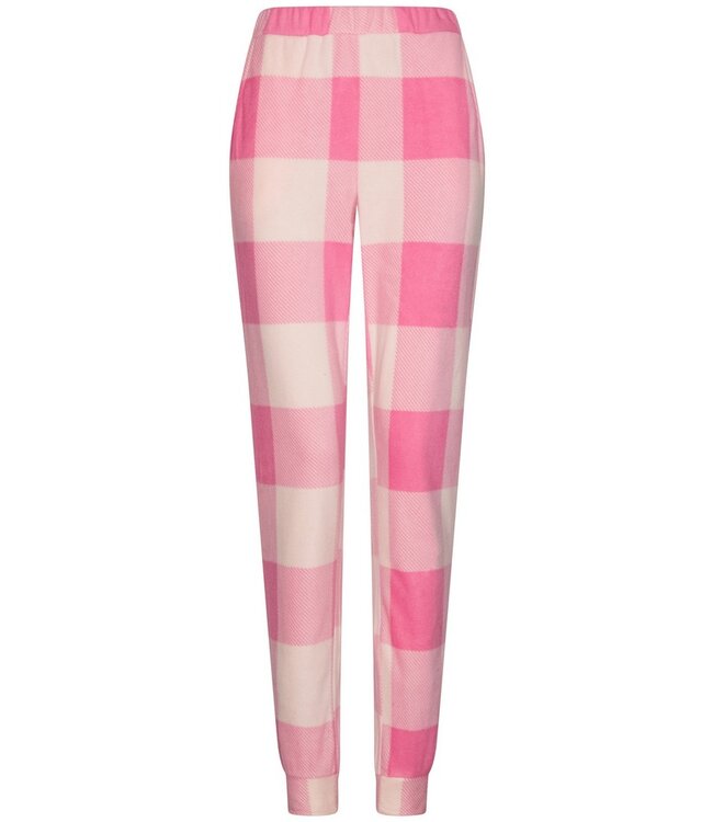 pink polar fleece lounge pyjama set 'chunky checks'