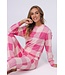 Roze polar-fleece lounge-pyjamaset 'chunky checks'