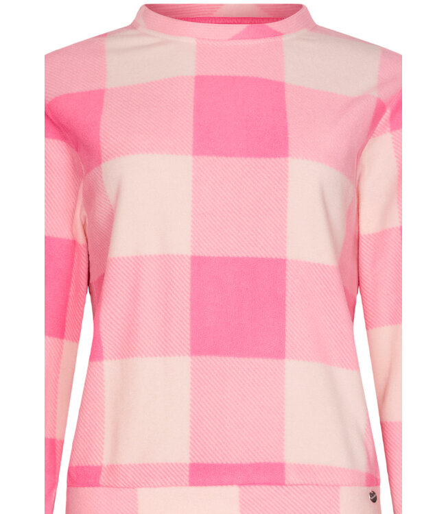 pink polar fleece lounge pyjama set 'chunky checks'