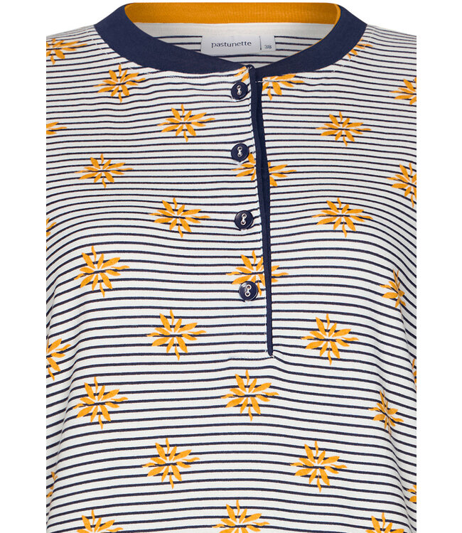 ladies striped 100% cotton nightdress with buttons 'forest flower stripes'