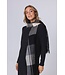warm, one size dark grey scarf with tassels 'fashion blocks'