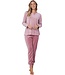 soft velvet home lounge pyjama with cuffs 'horizontal stripes'