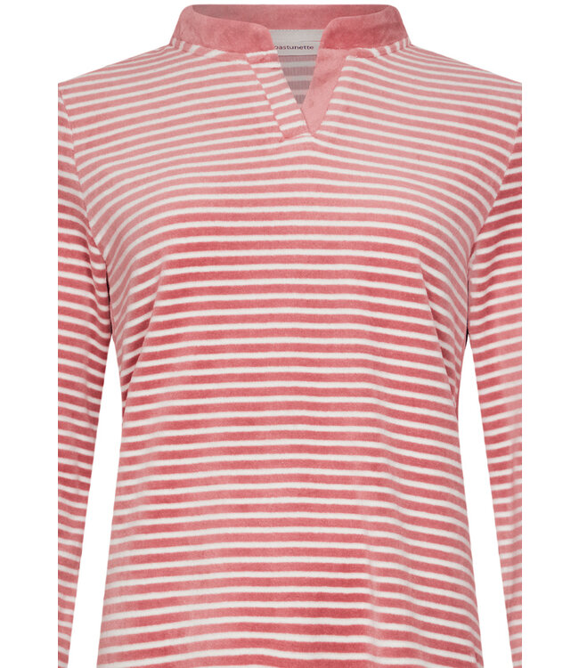 soft velvet home lounge pyjama with cuffs 'horizontal stripes'