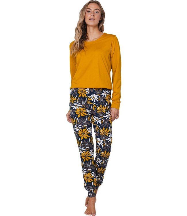 ladies cotton-modal long sleeved pyjama set 'forest flowers'