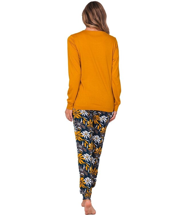 ladies cotton-modal long sleeved pyjama set 'forest flowers'