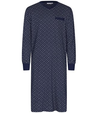 Pastunette for Men men's long sleeve v-neck organic cotton nightshirt 'brick blocks'