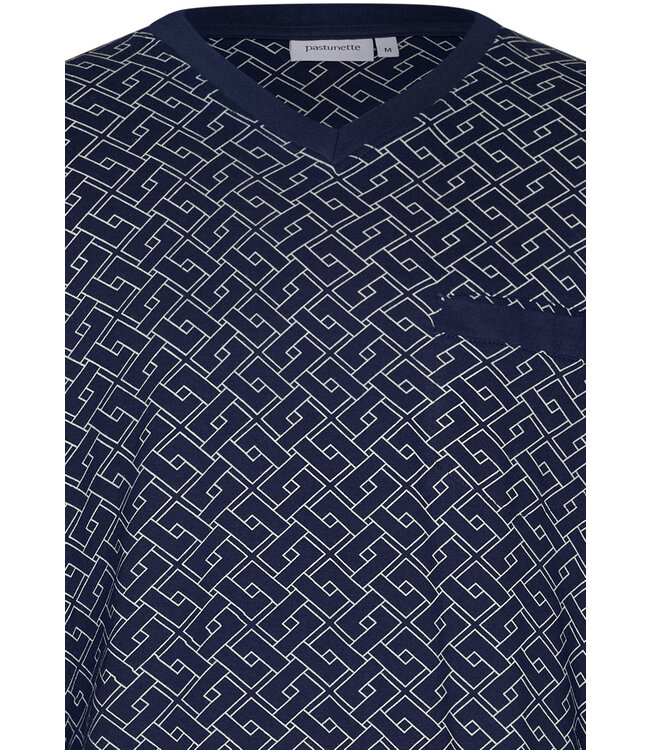 men's long sleeve v-neck organic cotton nightshirt 'brick blocks'