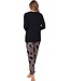 Luxe Ecovero viscose-elastaan lounge pyjamaset met knopen 'abstract art'