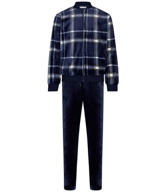 Pastunette for Men trendy warm flannel fleece home suit with zip 'cool checks'
