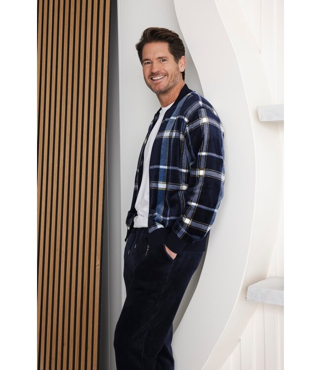 Trendy warm huispak met ritssluiting van flanel-fleece 'cool checks'