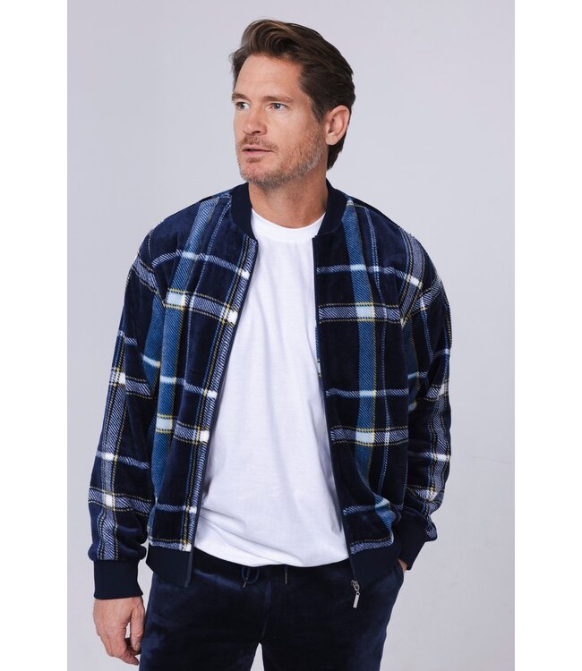 Trendy warm huispak met ritssluiting van flanel-fleece 'cool checks'