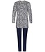Pastunette Premium Donkerblauwe, katoen-modal dames pyjama met knopen 'little flowers'