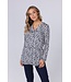 Donkerblauwe, katoen-modal dames pyjama met knopen 'little flowers'