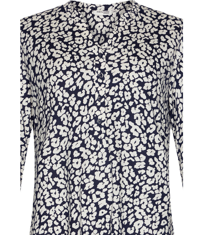 midnight blue cotton-modal pyjama with buttons 'little flowers'