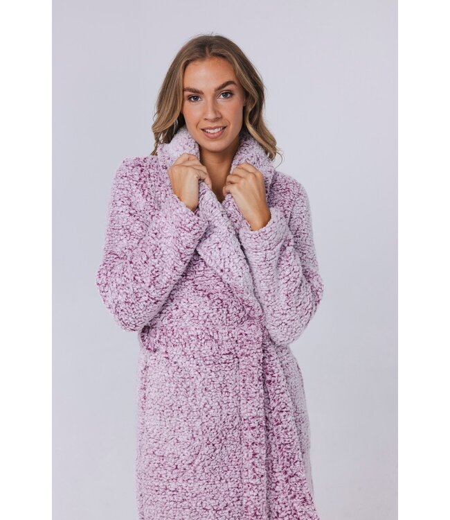 Zachte teddy-fleece ochtendjas met shawlkraag 'fabulous teddy bear'