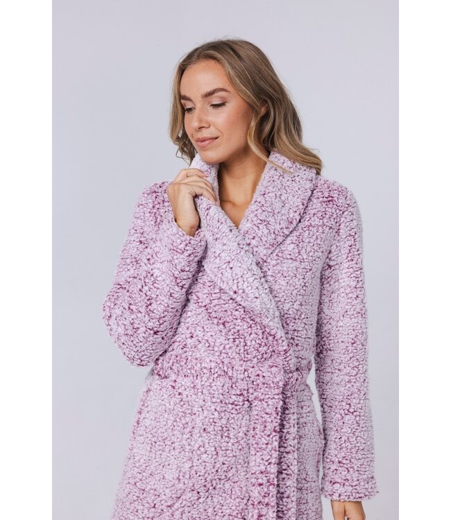 Zachte teddy-fleece ochtendjas met shawlkraag 'fabulous teddy bear'