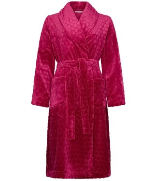 Pastunette soft flannel fleece red wrap-over morninggown 'dotty circles'