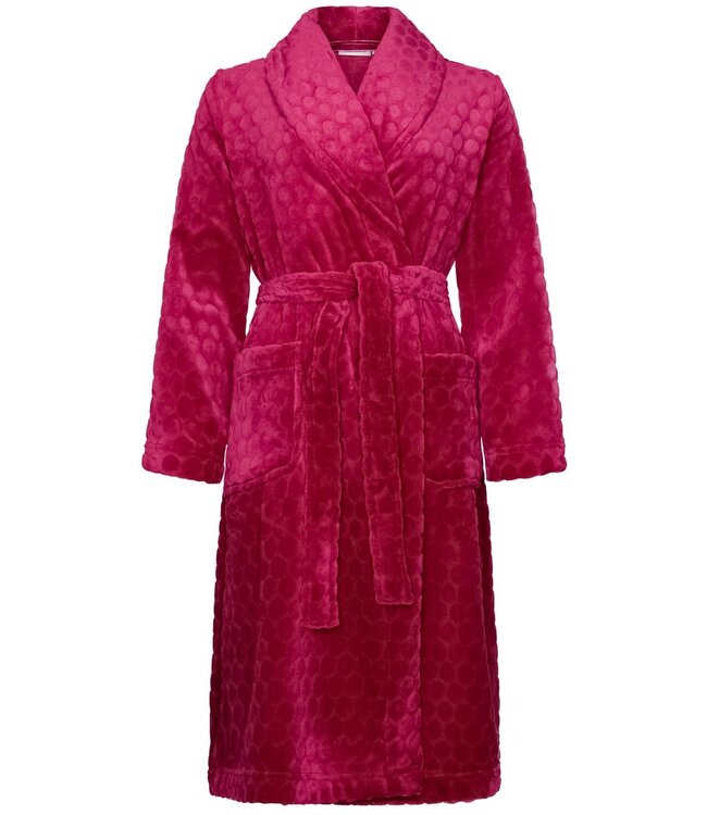 soft flannel fleece red wrap-over morninggown 'dotty circles'