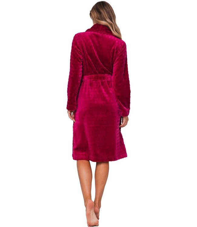 soft flannel fleece red wrap-over morninggown 'dotty circles'
