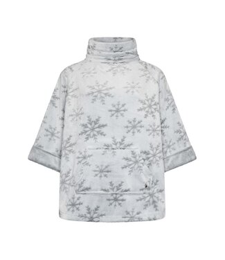 Rebelle ladies soft embossed flannel fleece poncho 'silver snowflakes'