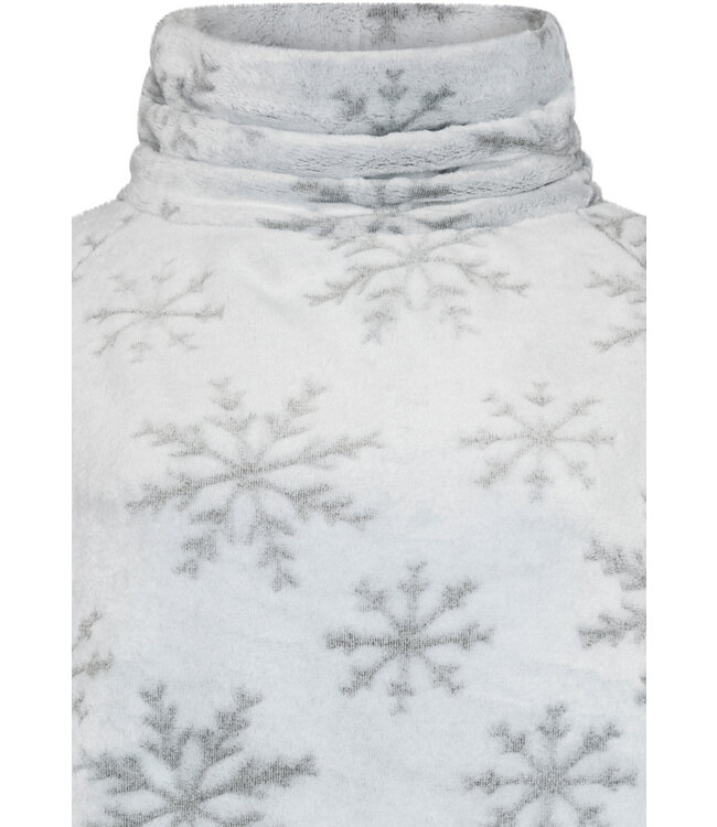 ladies soft embossed flannel fleece poncho 'silver snowflakes'