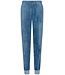 Blauw velours huis- loungepak voor dames met rits 'velvet blue stripes'