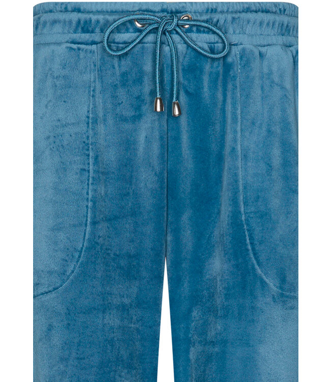 ladies blue velvet home-lounge suit with zip 'velvet blue stripes'