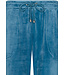 Blauw velours huis- loungepak voor dames met rits 'velvet blue stripes'