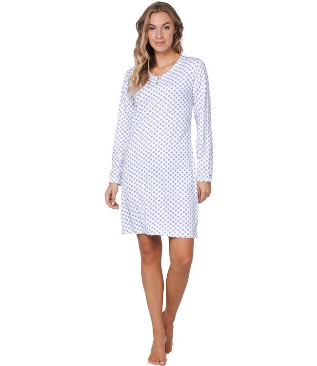 long sleeve organic cotton nightdress with buttons 'little dotty circles'