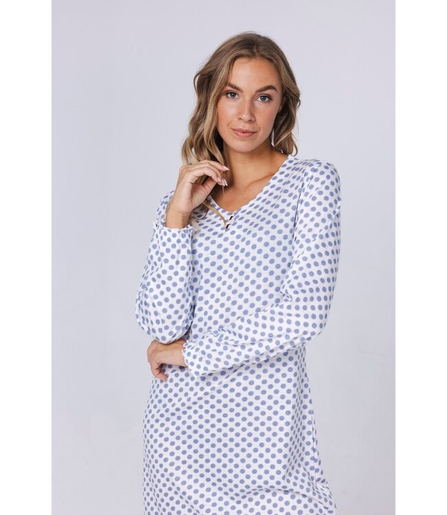 long sleeve organic cotton nightdress with buttons 'little dotty circles'