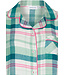 Doorknoop dames nachthemd met lange mouwen van katoenflanel 'cool mint checks'