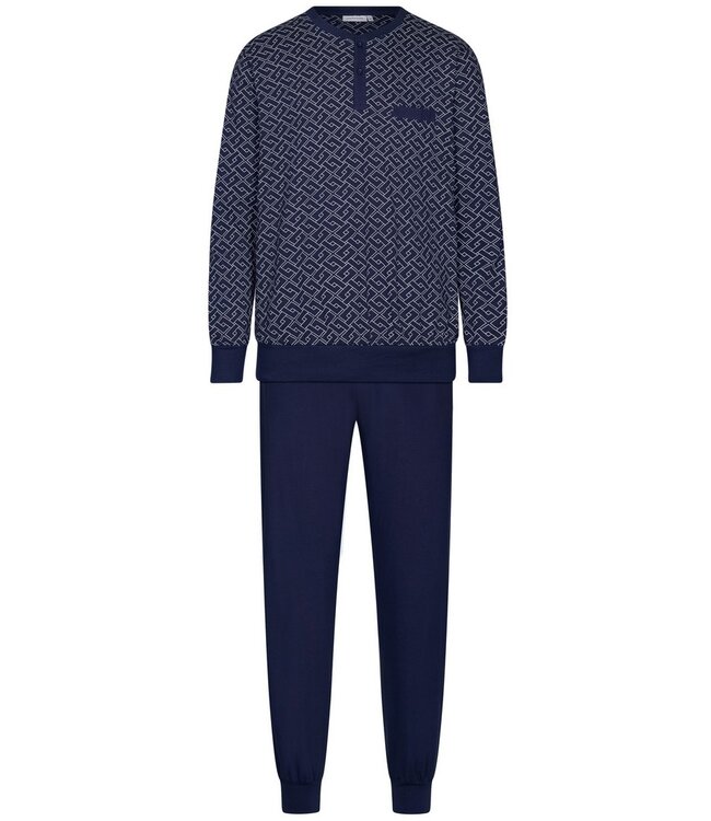 men's long sleeve organic cotton pyjama set with buttons 'brick blocks'