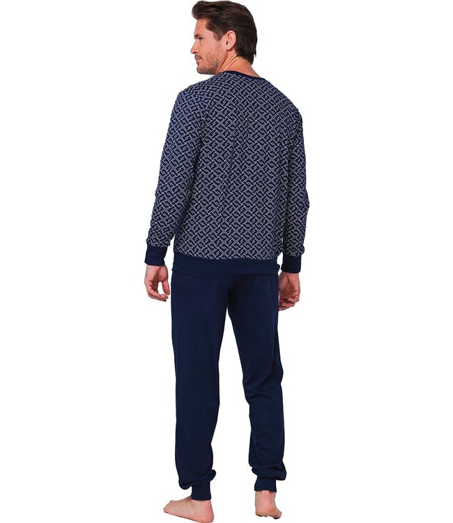 men's long sleeve organic cotton pyjama set with buttons 'brick blocks'
