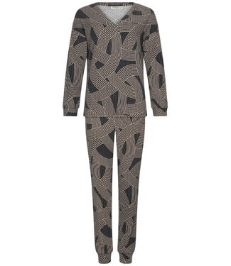 Pastunette Premium Luxe lounge pyjamaset voor dames met V-hals 'abstract art'