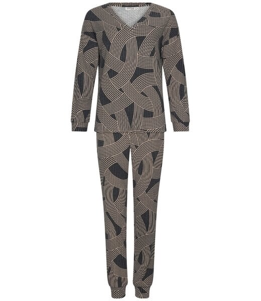 Pastunette Premium Luxe lounge pyjamaset voor dames met V-hals 'abstract art'