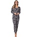 ladies wide v-neck luxury lounge pyjama set 'abstract art'