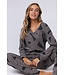 ladies wide v-neck luxury lounge pyjama set 'abstract art'