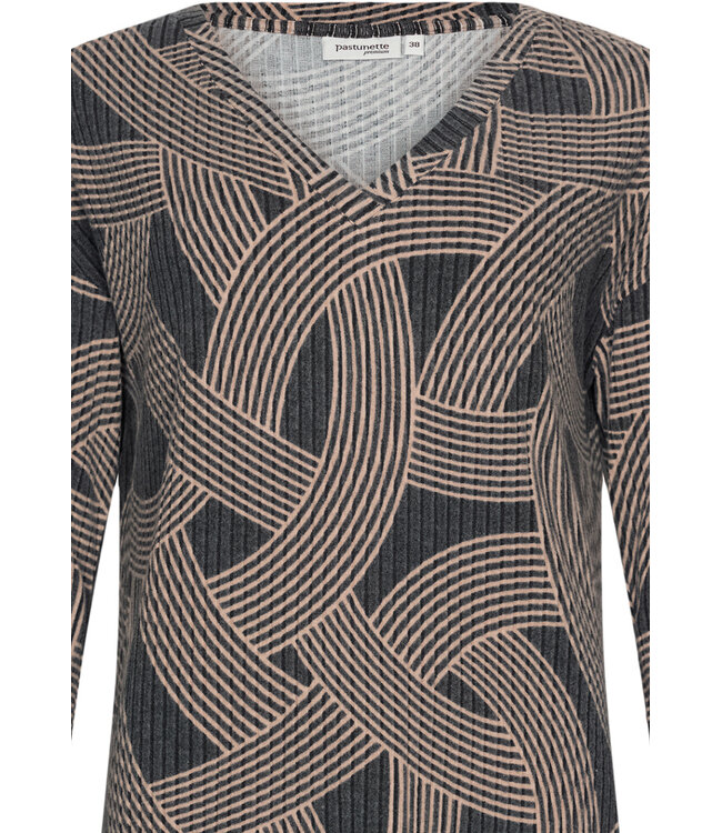 Luxe lounge pyjamaset voor dames met V-hals 'abstract art'