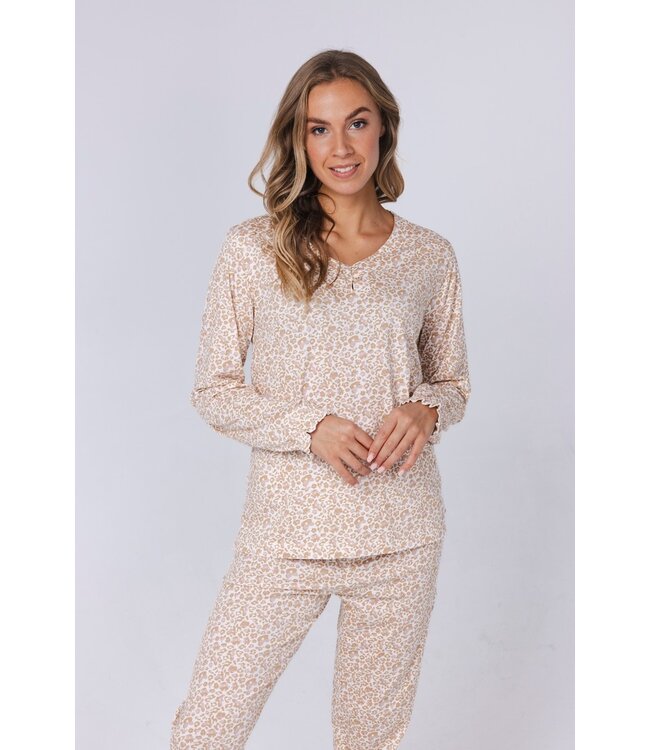 Dames pyjama met lange mouwen van bio-katoen ‘chic flowers’