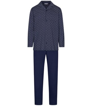 Pastunette for Men Doorknoop heren pyjama van bio-katoen 'brick blocks'