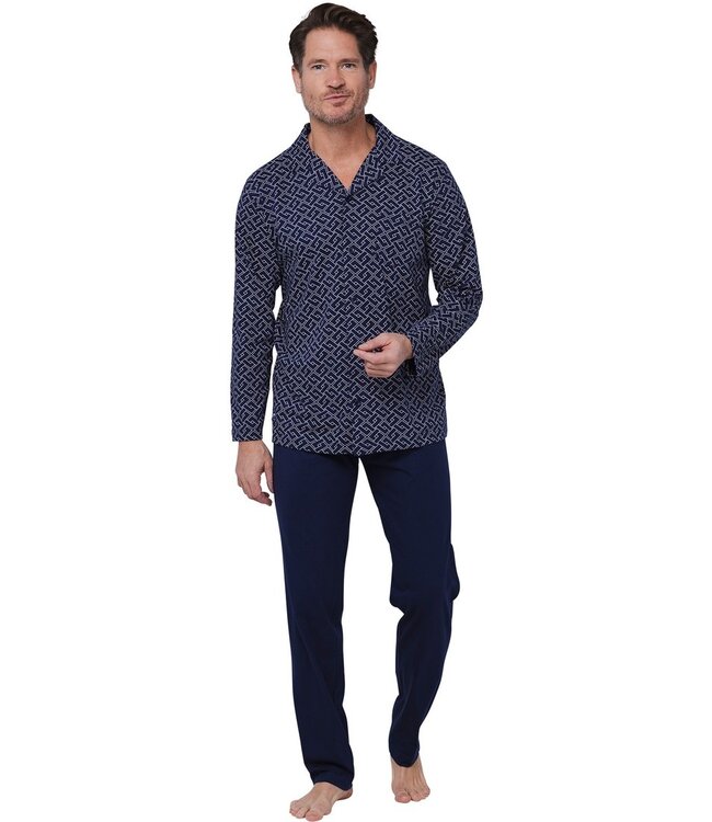 men's full button organic cotton pyjama 'brick blocks'